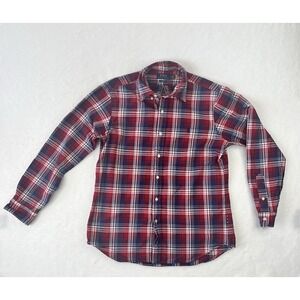 Polo Ralph Lauren Mens Size Medium Red, Blue & White Plaid Button Up Dress Shirt